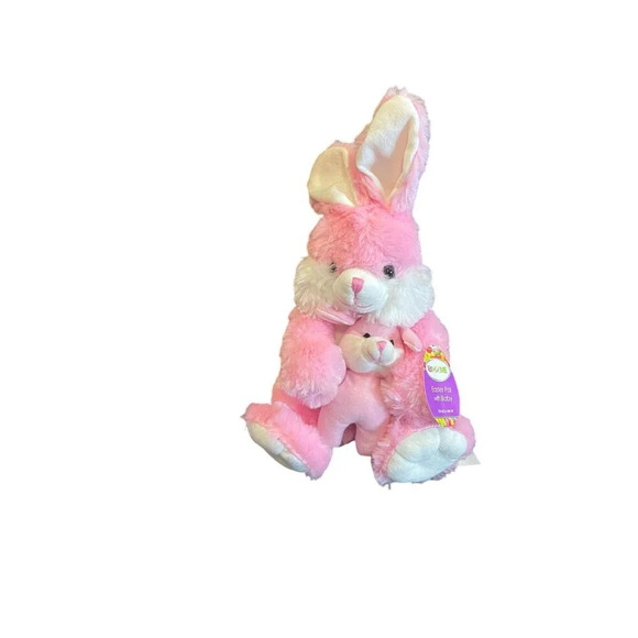 Homerbest‎ Pink Plush Bunny Mom & Baby Easter Toy Stuffed Animal NEW - Picture 1 of 9